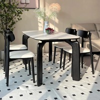 Ensemble de table à manger rectangulaire en bois massif, style rétro wabi-sabi, moderne, simple, créatif, blanc mat, pieds d'éléphant