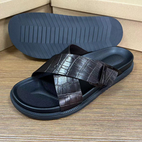 Sandal kulit asli pria, Kasut luar ruangan anti slip kulit sapi kelas atas Vamp lembut nyaman