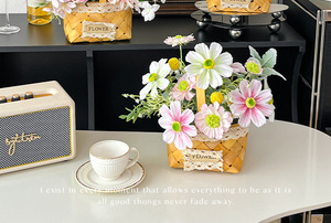 Panier de fleurs en soie tissé à la main, arrangements floraux artificiels, <span class=keywords><strong>d</strong></span>écoration de salon, table à manger, vases à fleurs - Product Image 6