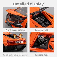 Modelo de Superauto Galaxy Glitter de Aleación Fundida a Presión a Escala 1/32 con Puertas de Tijera, Capó Abrible, Alerón Ajustable y Sonido y Luz