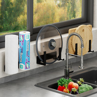 Support mural de rangement pour couvercle de casserole en métal pour cuisine Support de rangement pour planche à découper de cuisine Support mural pour couvercle de casserole