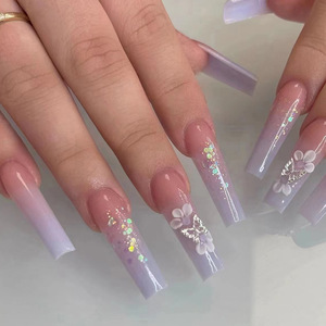 Vente en gros de faux ongles carrés <span class=keywords><strong>flamme</strong></span>, 24 pièces, couleurs mélangées, longs ongles colorés, pose d'ongles, art des ongles, emballage personnalisé avec logo - Product Image 6