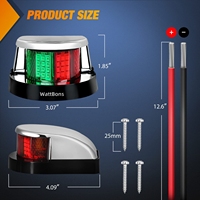 Feu de navigation maritime LED rouge-vert 12V pour ponton, voilier, bateau de pêche, feux de traversée avant et arrière, lampe de signalisation étanche