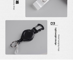 พวงกุญแจแบบยืดหดได้ คาราไบเนอร์แบบหนา ที่ใส่บัตรแบบยุทธวิธี สายคล้องคอแบบม้วนเก็บได้ พร้อมที่ใส่บัตร  สำหรับปีนเขา - Product Image 3