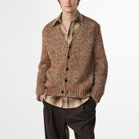 Benutzer definierte Unisex Baumwolle Leinen V-Ausschnitt Pullover Hand gestrickte Vintage Wash Cardigan für Männer Gestrickte Vintage Herren Pullover