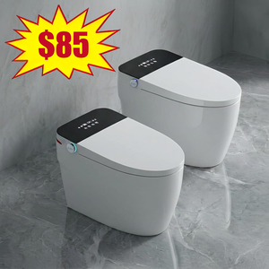 WC intelligent de luxe sans réservoir à panneau noir, à chasse automatique, à fixation au sol, avec siphon en S allongé, nouvelle arrivée 2026, haute qualité - Product Image 2