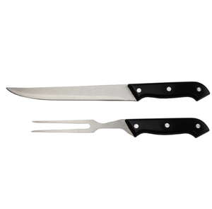 DFB816 Juego de 2 Utensilios de Cocina para Exteriores, Juego de Cuchillo y Tenedor de Acero Inoxidable para Chef con Mango de PP Resistente al Calor - Product Image 1