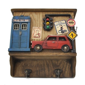 Boîte de rangement Avec 2 Crochets <span class=keywords><strong>Police</strong></span> Boite Auto Plaque Métal Artisanat Ornements De Bureau Bar Café Boutique Décoration Murale Vintage Industriel - Product Image 5