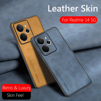 Étui de sensation de peau en cuir rétro de luxe pour Realme 14 Realme14 5G housse souple en Silicone mat antichoc pour Realme 14X 14T