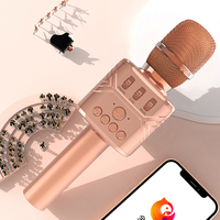 Microphone Karaoké Portable Sans Fil avec Haut-Parleur Bluetooth, Micro de Chant Portable avec Lumière LED, Lecteur KTV pour Enfants, Cadeau Idéal pour la Maison