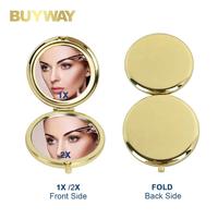 Vente en gros mignon mini miroir de poche compact personnalisable 2x logo personnalisé de poche en or pour fer à repasser sac à main personnalisé