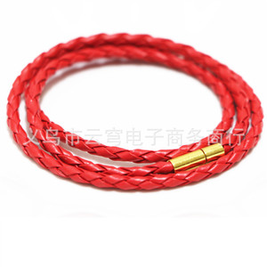 Bracelet enroulé en cuir tressé avec fermoir doré, bijoux multicouches marron - Product Image 3