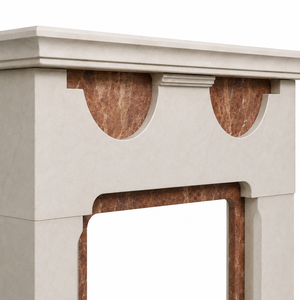 Traditional Marble Fireplace Mantel With Ornate Carving white & red Stone Indoor Wood Burning Hearth For Dining Room - Product Image 3