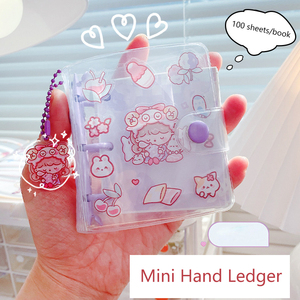 Mini carpetas transparentes de PVC de Corea, cubiertas de Carpeta de 3 anillas, botón a presión, cuadrícula, páginas en Color para cuaderno, cuaderno promocional - Product Image 4
