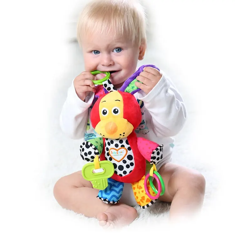 Baby musical hanging toys plush puppy educational toy for kids