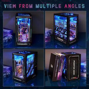 Hamaileon <span class=keywords><strong>Cyberpunk</strong></span> futur monde modèle de construction bricolage en bois maison de <span class=keywords><strong>poupée</strong></span> Kit avec mini puzzles 3D étagère livre coin pour enfants - Product Image 5