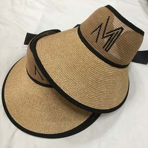 Sombrero de Paja de Playa para Mujer con Logotipo Bordado Personalizado, Visera de Paja con Lazo en la Parte Posterior, Ala Ancha, Sombrero de Paja para la Playa - Product Image 3