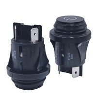 Saklar Tekan Laser Bulat 16A250VAC T105 25mm IP67 RL5-1P21/N ON OFF Pengunci-Otomatis Hitam Tahan Air dengan LED WT