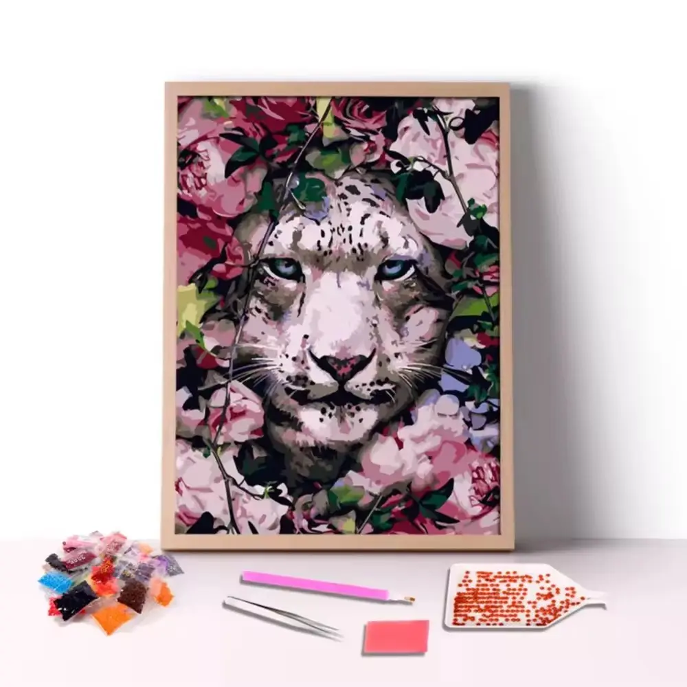 Kit de pintura de diamantes Leopard 5D personalizado de fábrica 40x50 cm Broca completa redonda Pintura de paisagens de animais