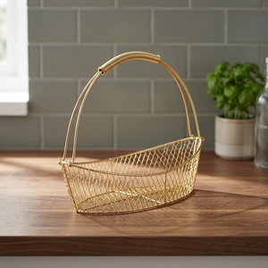 Handmade Metal <b>Storage</b> <b>Basket</b> <b>Round</b> Wire <b>Basket</b> Rustic Style for Living Room Neatening - Product Image 5