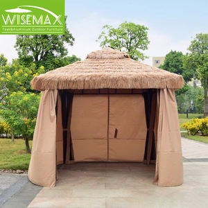 WISEMAX FURNITURE Gazebo de patio PE rotin cadre en acier galvanisé extérieur plage fête patio parasol pour cour soleil abri ensemble - Product Image 6