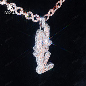 Pendentif personnalisé en diamant cultivé en laboratoire certifié IGI VVS, style hip-hop, en argent 925, avec initiale en diamant, bijoux fins pour hommes - Product Image 2