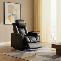 Fauteuil de cinéma électrique moderne de luxe pour intérieur, en cuir véritable noir, fauteuil inclinable individuel, canapé de cinéma maison