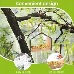Solid Wood <b>Bird</b> Feeder 10.6x6.9x9.4 In Outdoor Hanging Ventilated Wooden <b>Bird</b> House - Product Image 4