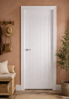 Porte intérieure moderne en bois sur mesure, style Shaker, avec persiennes et vitre, pour projets d'appartements et d'hôtels, vente en gros, porte de chambre blanche apprêtée
