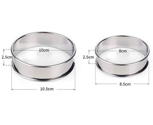 Cincin pengeriting ganda baja tahan karat, cincin menara Mousse bulat lingkaran Muffin cetakan kue biskuit - Product Image 6