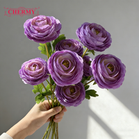 Diskon Super CM-DC014 Bunga Ranunculus Buatan Berkualitas Baik Warna Pink, Bunga Buatan Realistis Warna Pink