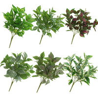 Dekorasi Pernikahan Rustic Bergaya Hutan, Daun Buatan Lima Cabang, 105 Daun Berurat, Daun Caladium Sutra, Rumput Palsu