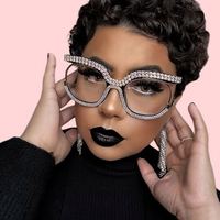 Monture de lunettes ronde incrustée de diamants de qualité supérieure, lunettes anti-lumière bleue élégantes et luxueuses pour femmes, pour le soin des yeux