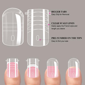 Ongles artificiels en forme de cercueil en <span class=keywords><strong>gel</strong></span> cristal rapide pour la pose d'ongles en forme d'amande de style français, pointes d'ongles en <span class=keywords><strong>gel</strong></span> pour les doigts - Product Image 4