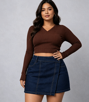 Jupe-culotte en jean double boutonnage taille haute coupe trapèze style vintage décontracté pour femme - Nouvelle collection été - Jean Boyfriend tendance