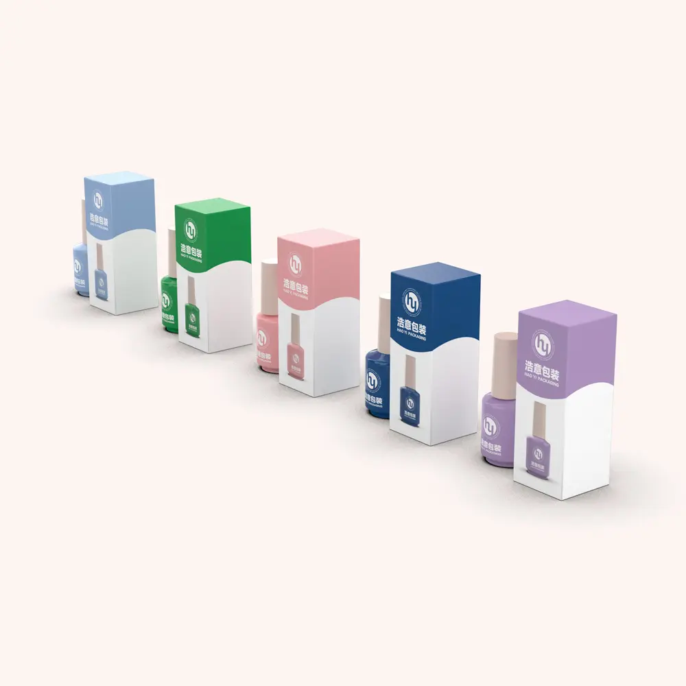 Prensa en caja de uñas caja de embalaje de esmalte de uñas con logotipo personalizado esencia papel de arte Emballage caja de embalaje de esmalte de uñas