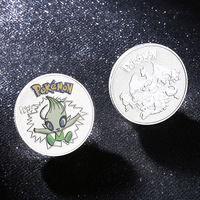 62 Tipos de Monedas Numismáticas Redondas de 4 cm de Pikachu y Eevee de Pokémon, en Oro y Plata Esmaltadas, 1 Unidad por Bolsa de Plástico OPP