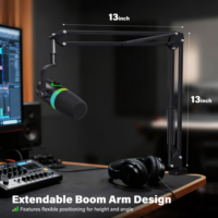DM65T 2026 Microphone dynamique professionnel RGB en aluminium USB/XLR pour podcast avec bras articulé et kit de micro pour le streaming