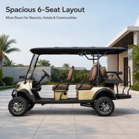 Voiturette de golf électrique de luxe 6 places, modèle Touring Classique Premium, finition noir mat, pour navette de station balnéaire