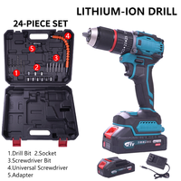 Perceuse sans fil 21V au lithium, ensemble de perceuse à percussion 3 fonctions, solution de perçage complète pour le bricolage