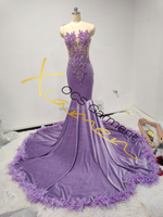 Robes de soirée Ocstrade élégantes et scintillantes avec traîne de plumes rouges et strass 2026, robes de bal maxi pour femmes, robe de bal élégante pour femme