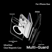 Coque transparente ultra-fine pour iPhone Duo 18 avec support anneau et versions magnétiques, option de coque avant, vente en gros