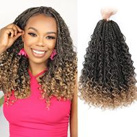 Déesse locs désordonné boîte tresses crochet bohème cheveux avec frisé ombre bourgogne pré-bouclé boho rivière boîte tressée