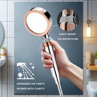Pommeau de Douche Portable Beauté avec Bouton d'Arrêt, Pression Améliorée, Double Filtration, Élimination du Chlore, pour Salle de Bain
