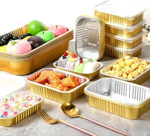 1800Ml Vàng Nhôm Lá Pan Dùng Một Lần Lá Thức Ăn Nhanh Hộp Ăn Trưa Để Takeout Vàng Màu Nhôm Lá Container Với Nắp - Product Image 4