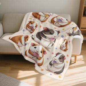 Manta de Franela con Diseño de Conejillos de Indias, Manta para Siesta, Cálida y Suave para el Invierno, Impresión Personalizada OEM ODM - Product Image 1