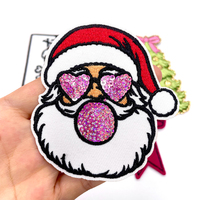 Patchs brodés de Noël personnalisés, badges personnalisés Père Noël et sapin de Noël, appliques festives thermocollantes pour vêtements