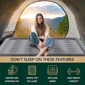 Customized 35 Coils Inflatable Flocked Fabric PVC Camping air Bed <b>Mattress</b> with Built in Pump - Product Image 3