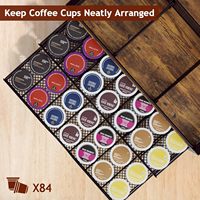 Organizador de Barra de Café, Soporte para Cápsulas K-Cup de Metal y Madera con Almacenamiento para Cápsulas de Café, Tazas de Sirope y Agitadores