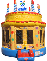 Château gonflable personnalisé avec toboggan et souffleur d'air, thème Joyeux Anniversaire, en PVC, garantie 3 ans, vente directe usine